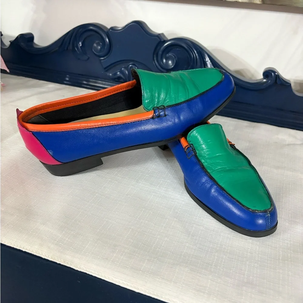 Vintage Rare Find Nina Arpeggios Leather Colorblock Loafers Size 7 - Picture 1 of 4